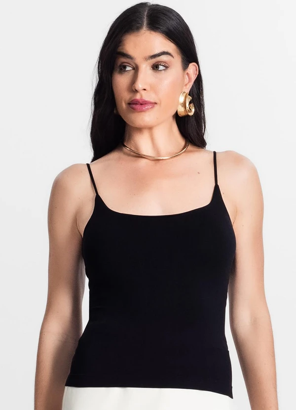 Rovitex - Blusa Feminina de Alça Poliamida Preto