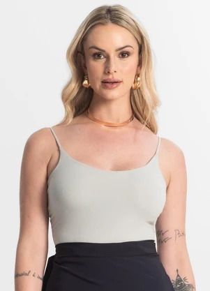 Rovitex - Blusa Feminina de Alça Poliamida Style Box Cinza - ROVITEX