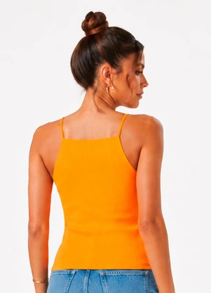 Infinita Cor - Blusa Feminina de Alça Ribana Canelada Amarelo - INFINITA COR