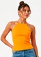 Infinita Cor - Blusa Feminina de Alça Ribana Canelada Azul - variação: Amarelo