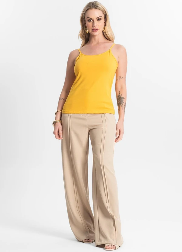 Select - Blusa Feminina de Alças Básica Amarelo 3