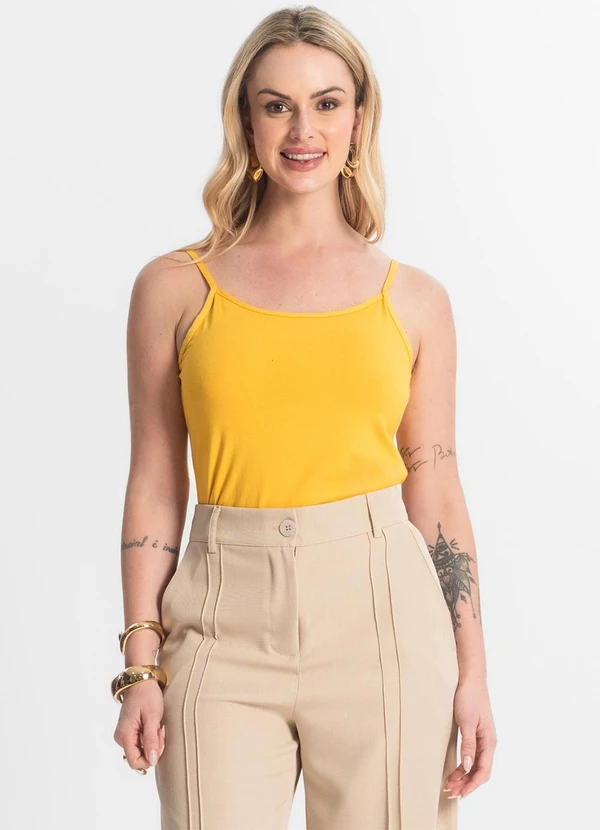 Select - Blusa Feminina de Alças Básica Amarelo 4