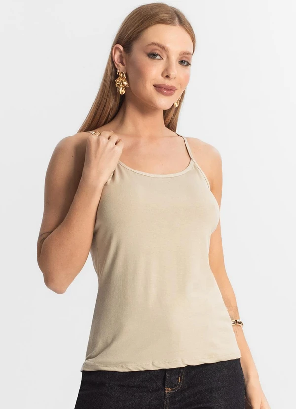 Select - Blusa Feminina de Alças Básica Bege