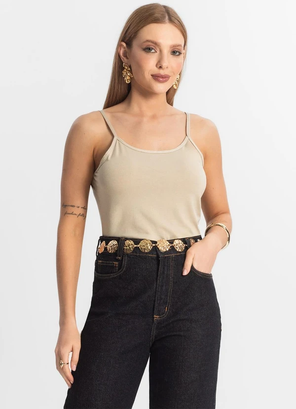 Select - Blusa Feminina de Alças Básica Bege 4