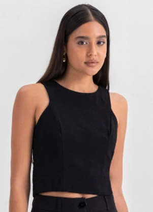 Essendi - Blusa Feminina em Alfaiataria  Preto - ESSENDI