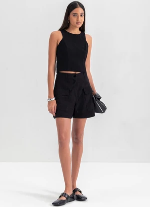 Essendi - Blusa Feminina em Alfaiataria  Preto - ESSENDI