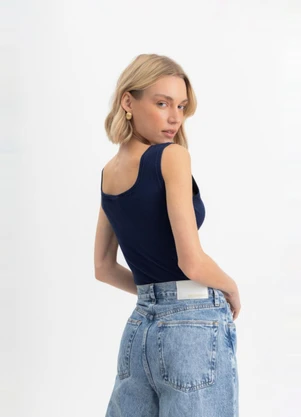 Essendi - Blusa Feminina em Ribana Azul - ESSENDI