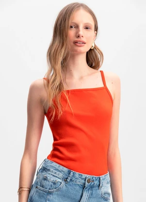 Essendi - Blusa Feminina em Ribana Canelada Laranja - ESSENDI