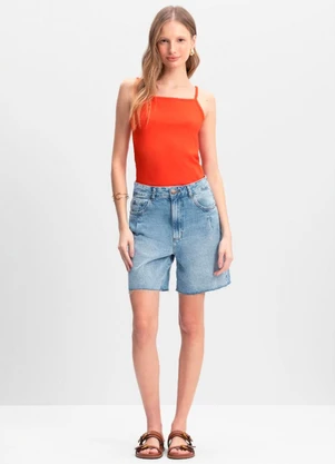 Essendi - Blusa Feminina em Ribana Canelada Laranja - ESSENDI