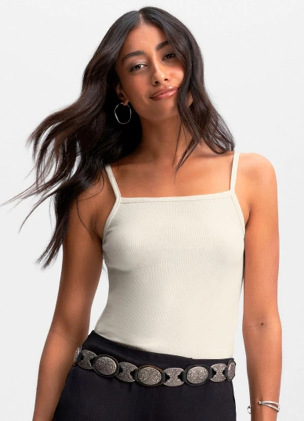 Essendi - Blusa Feminina em Ribana Canelada Natural