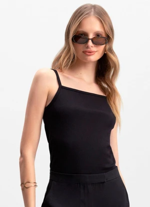 Essendi - Blusa Feminina em Ribana Canelada Preto - ESSENDI