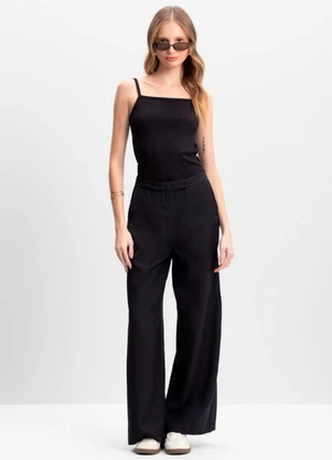 Essendi - Blusa Feminina em Ribana Canelada Preto - ESSENDI