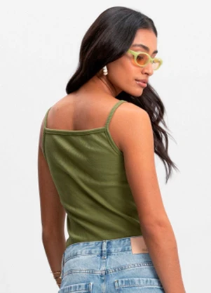 Essendi - Blusa Feminina em Ribana Canelada Verde - ESSENDI
