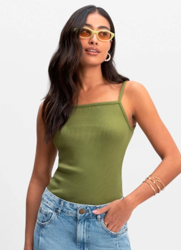 Essendi - Blusa Feminina em Ribana Canelada Verde