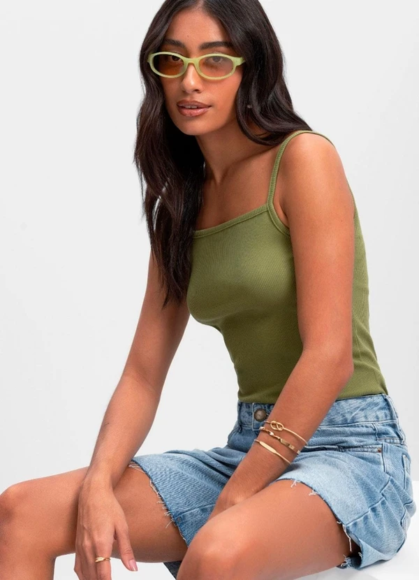 Essendi - Blusa Feminina em Ribana Canelada Verde 3