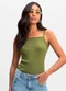 Essendi - Blusa Feminina em Ribana Canelada Verde - variação: Verde