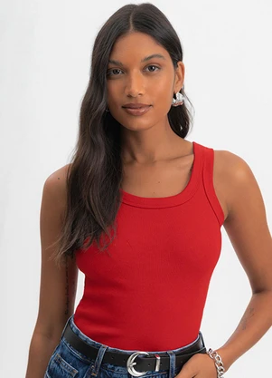 Essendi - Blusa Feminina em Ribana Canelada Vermelho - ESSENDI