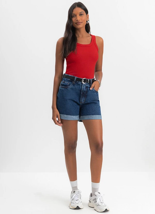 Essendi - Blusa Feminina em Ribana Canelada Vermelho 3