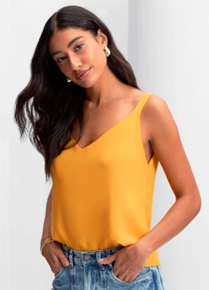 Essendi - Blusa Feminina em Tecido Creponado Amarelo - ESSENDI