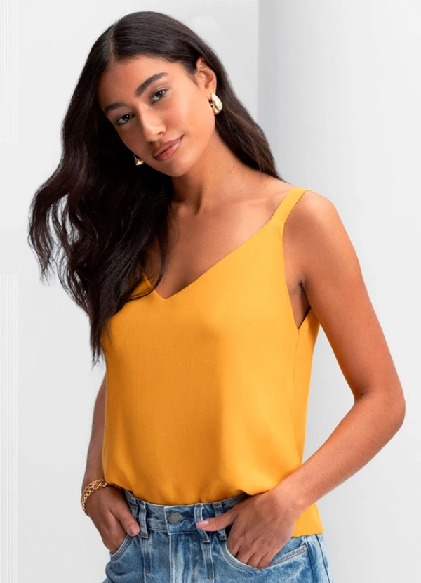 Essendi - Blusa Feminina em Tecido Creponado Amarelo