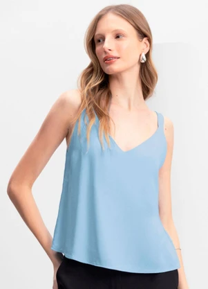 Essendi - Blusa Feminina em Tecido Creponado Azul - ESSENDI