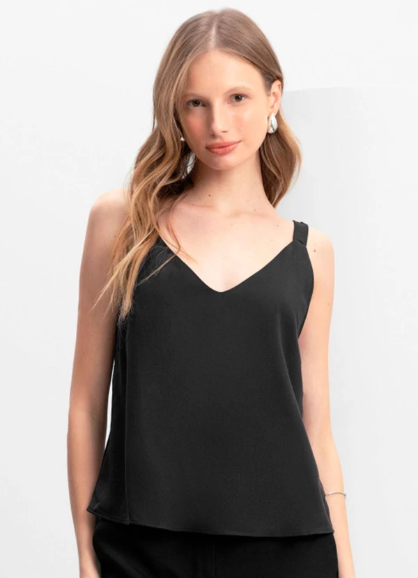 Essendi - Blusa Feminina em Tecido Creponado Preto