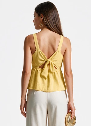 Dianna - Blusa Feminina  em Tecido Poli Linho Amarelo - DIANNA