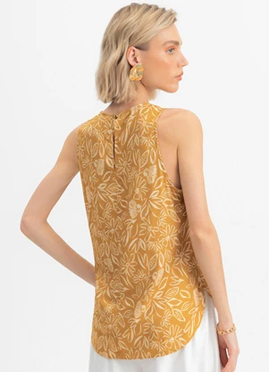 Essendi - Blusa Feminina Floral em Viscose Amarelo - ESSENDI