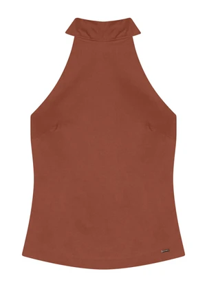 Marialícia - Blusa Feminina Frente Única Marrom - MARIALÍCIA
