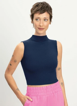 Essendi - Blusa Feminina Gola Alta Azul - ESSENDI