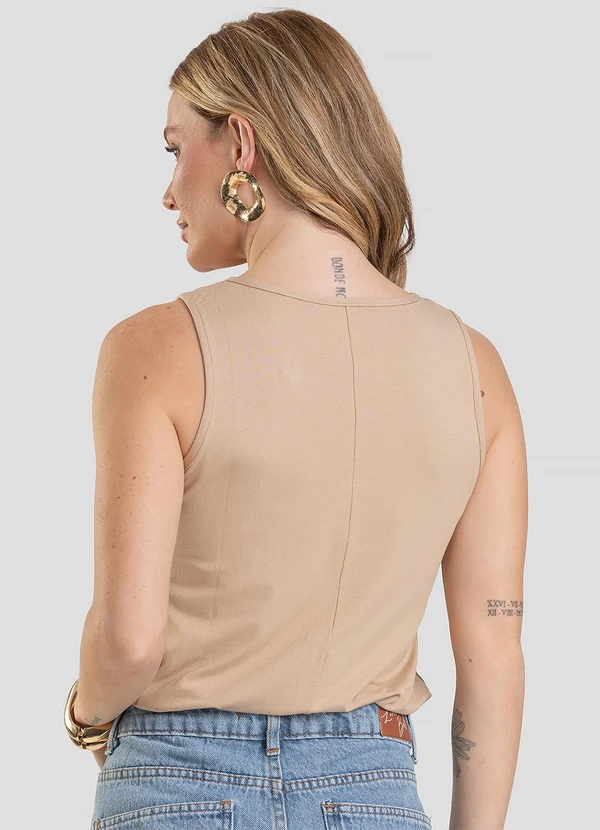 Infinita Cor - Blusa Feminina Lisa Bege 2