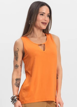 Infinita Cor - Blusa Feminina Lisa Laranja - INFINITA COR
