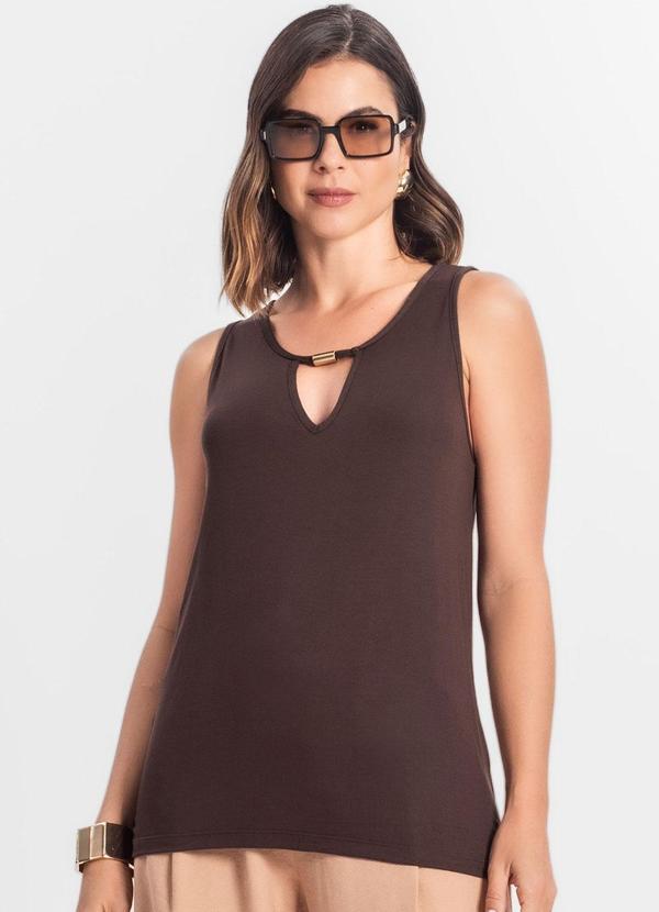 Infinita Cor - Blusa Feminina Lisa Marrom