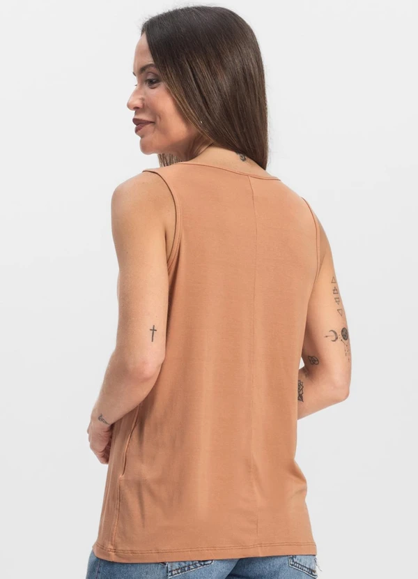 Infinita Cor - Blusa Feminina Lisa Marrom 2