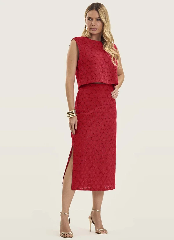 Endless - Blusa Feminina Manga Curta em Laise Vermelho 2