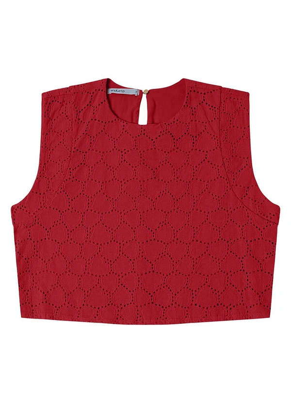 Endless - Blusa Feminina Manga Curta em Laise Vermelho 3