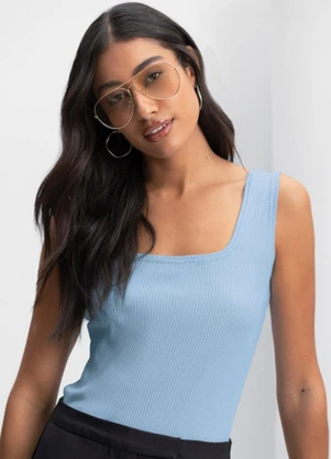 Essendi - Blusa Feminina Regata Canelada Azul - ESSENDI