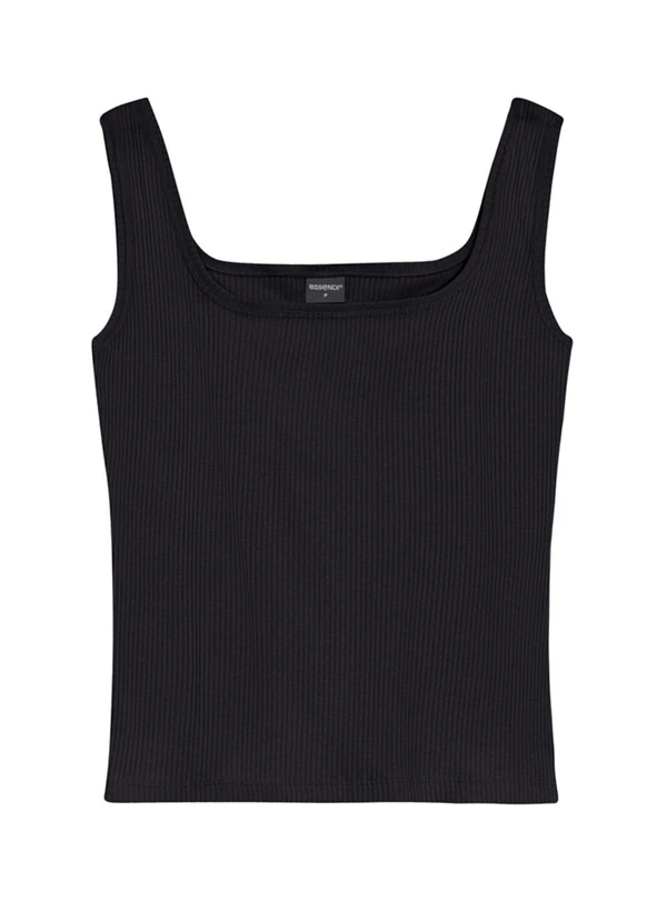 Essendi - Blusa Feminina Regata Canelada Preto 3