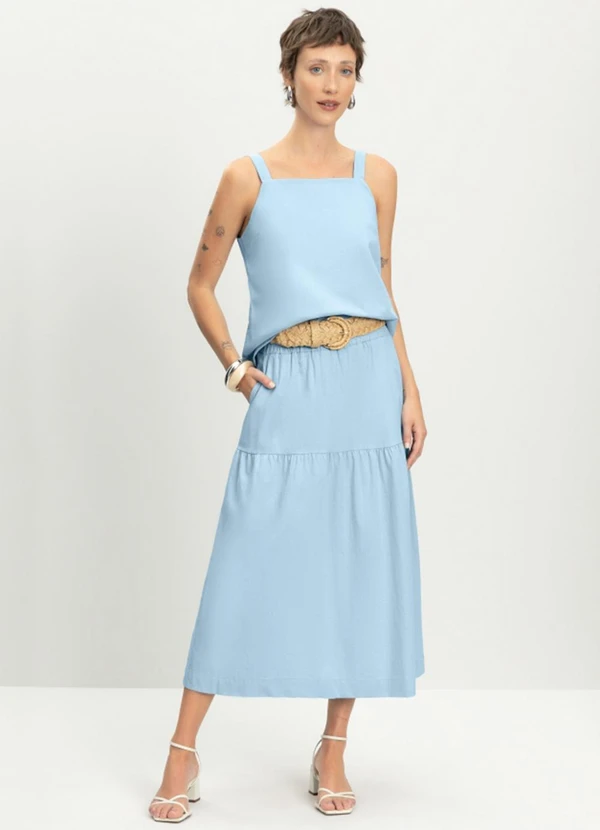 Essendi - Blusa Feminina Regata em Linho Azul 3