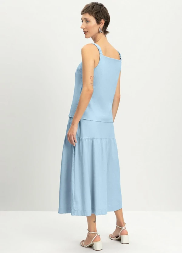 Essendi - Blusa Feminina Regata em Linho Azul 4