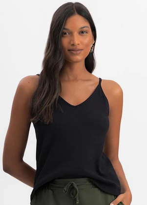 Essendi - Blusa Feminina Regata em Viscose Preto - ESSENDI