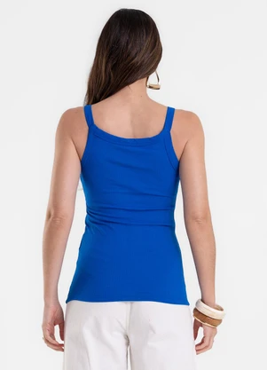 Rovitex - Blusa Feminina Ribana Canelada de Viscose Azul - ROVITEX