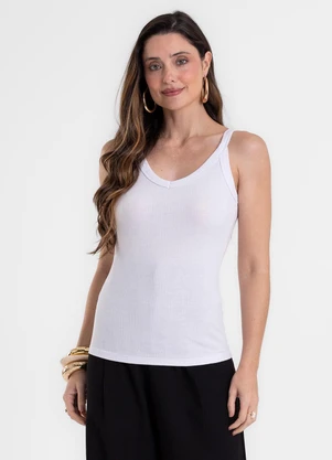 Rovitex - Blusa Feminina Ribana Canelada de Viscose Branco - ROVITEX