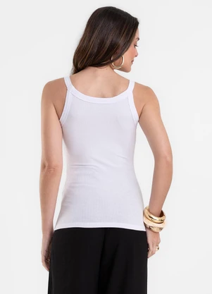 Rovitex - Blusa Feminina Ribana Canelada de Viscose Branco - ROVITEX