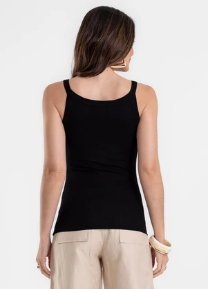 Rovitex - Blusa Feminina Ribana Canelada de Viscose Preto - ROVITEX