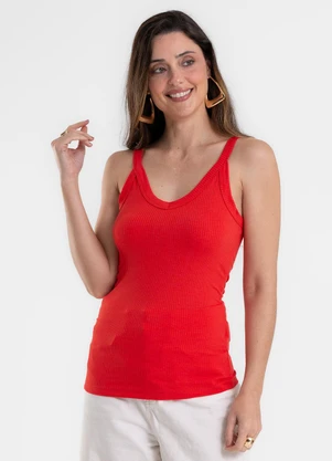 Rovitex - Blusa Feminina Ribana Visco Canelada Vermelho - ROVITEX