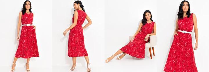 Blusa Floral Vermelho em Malha de Viscose