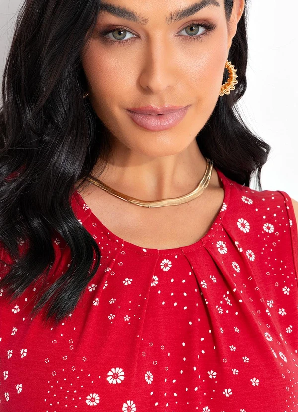 bonprix - Blusa Floral Vermelho em Malha de Viscose 5