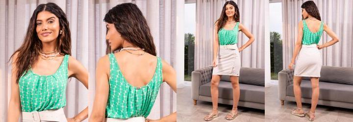 Blusa Geo Color em Malha de Viscose Creponada