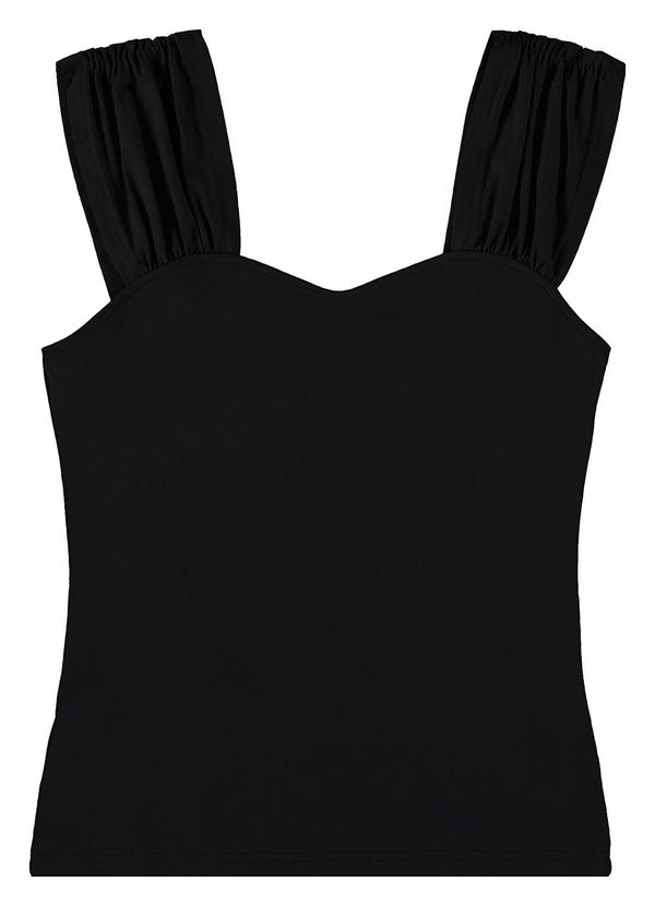 Enfim - Blusa Justa com Alça Franzida Preto
